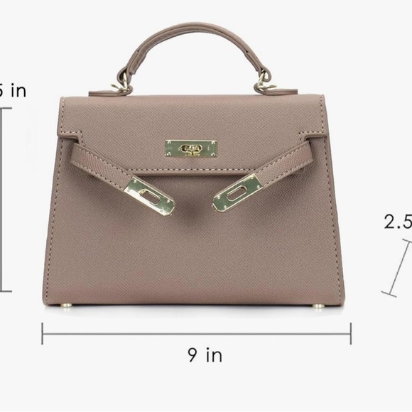 Designer style look Top Handel small satchel with crossbody strap gold h… - Picture 5 of 7